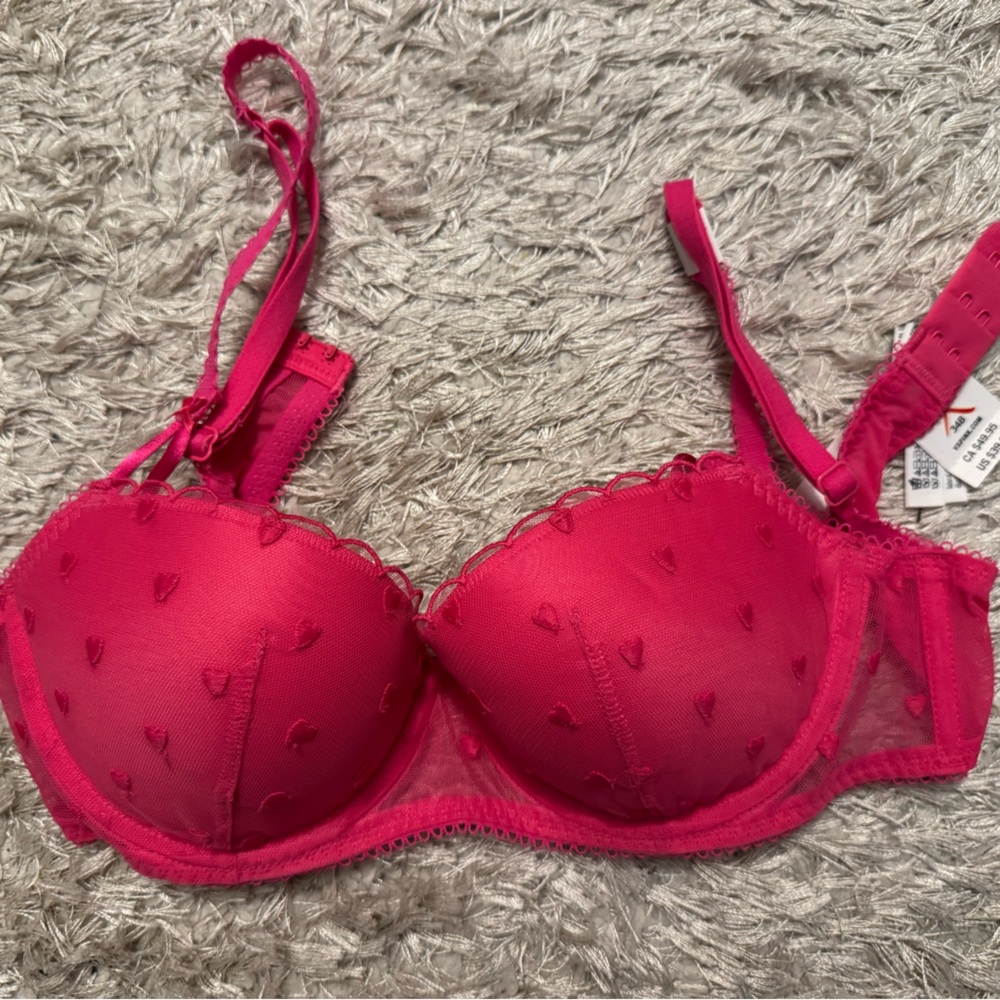 Victoria's Secret Pink Heart Embroidered Bra